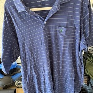 Men's Blue Striped Polo Shirt